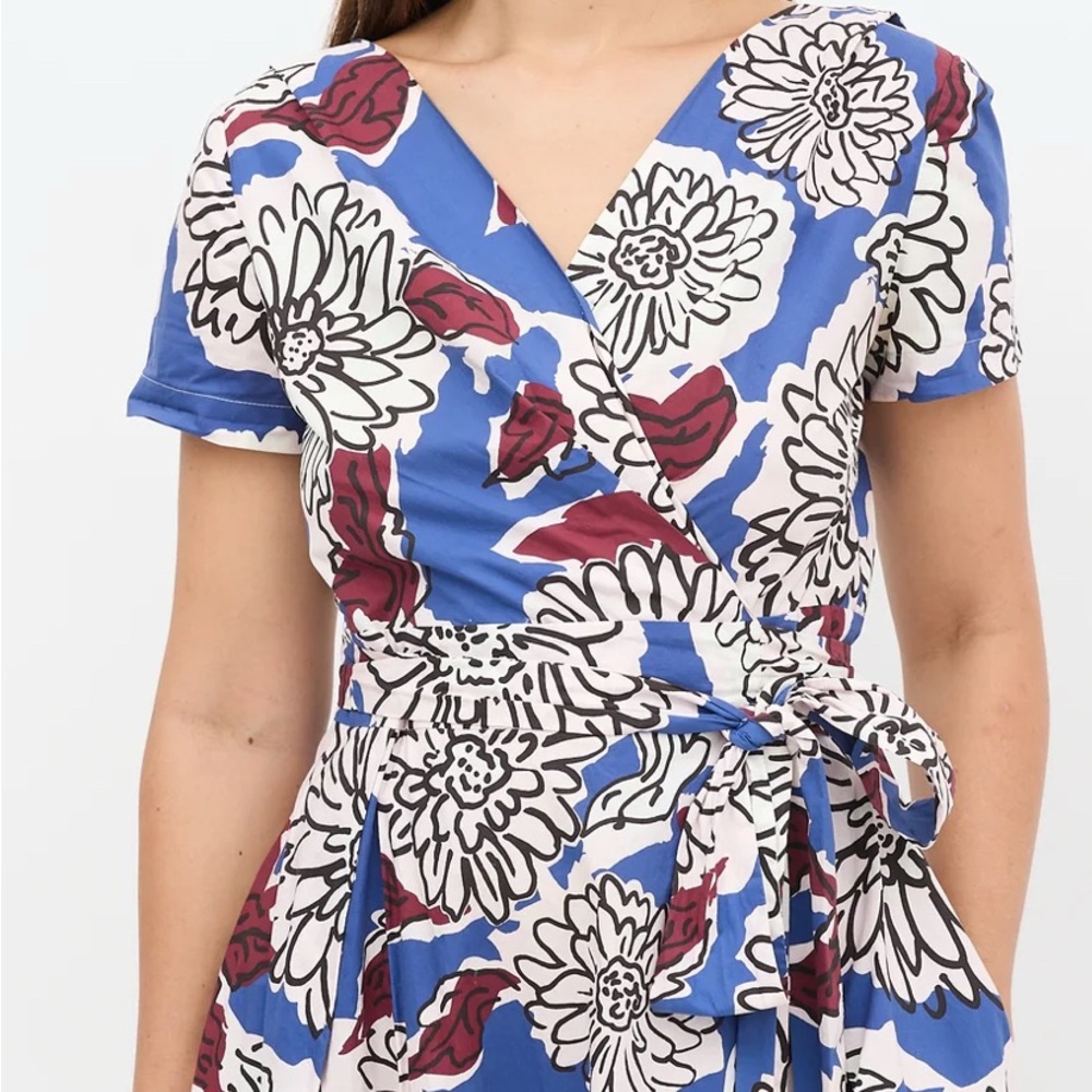 MaxMara Blue Red Wrap Maxi Dress